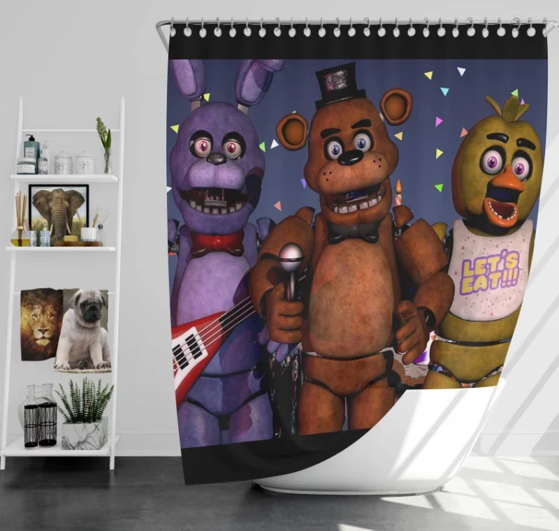 Five Nights At Freddys 2 Toy Freddy  Toy Chica  Toy Bonnie  Balloon Boy Bath Shower Curtain