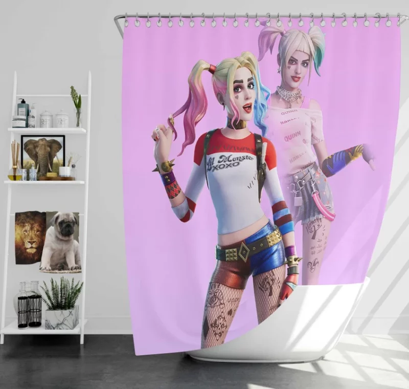 Fortnite Battle Royale Harley Quinn Bath Shower Curtain