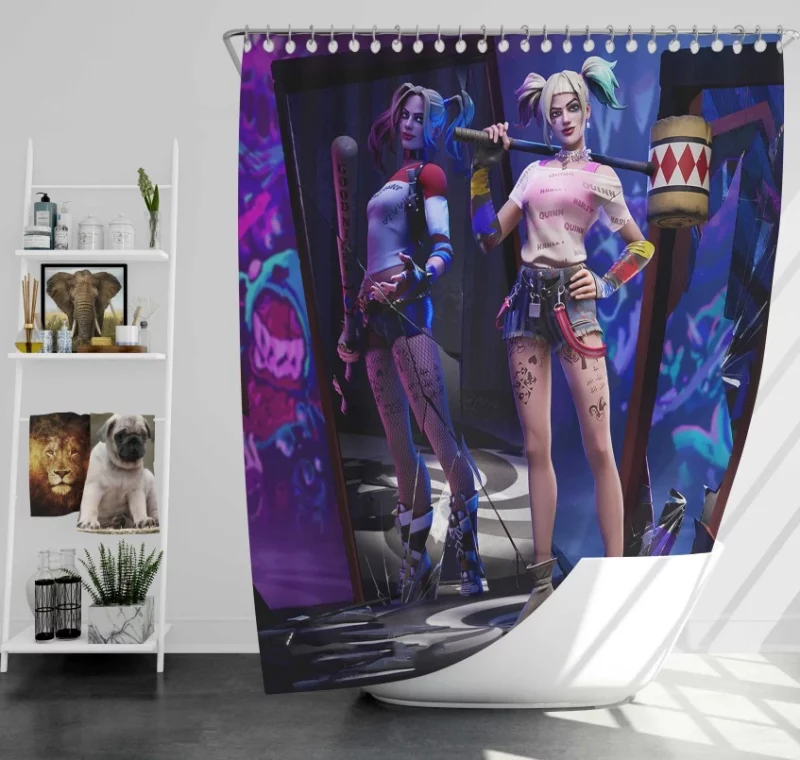 Fortnite Harley Quinn Bath Shower Curtain