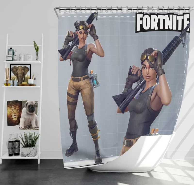 Fortnite Lara Croft Bath Shower Curtain