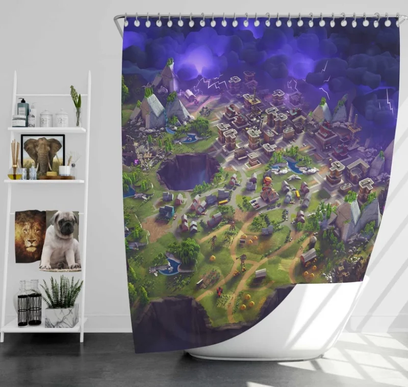 Fortnite Map Bath Shower Curtain