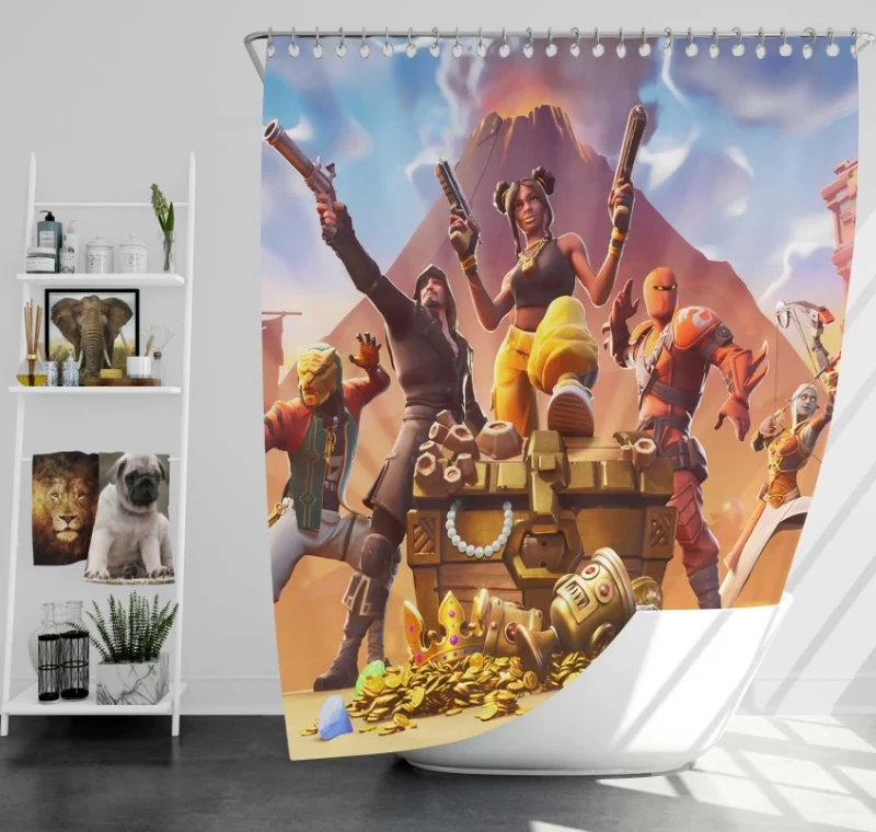 Fortnite Season 8 All Battlestars Bath Shower Curtain