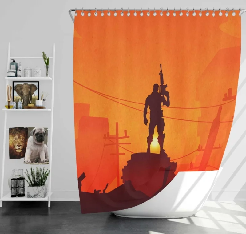 Fortnite Warrior Sunset Silhouette Bath Shower Curtain