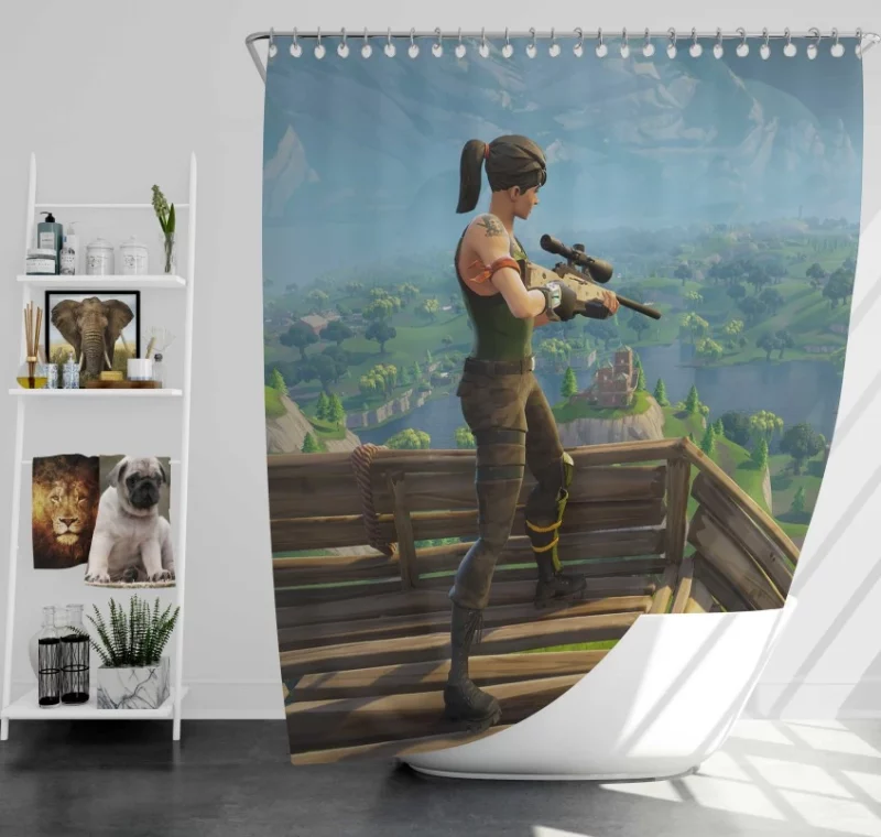 Fortnite Women Shooting Bath Shower Curtain