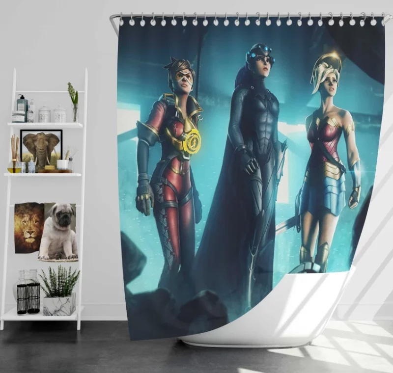 Fortnite Wonder Woman Tracer overwatch Batwoman Bath Shower Curtain