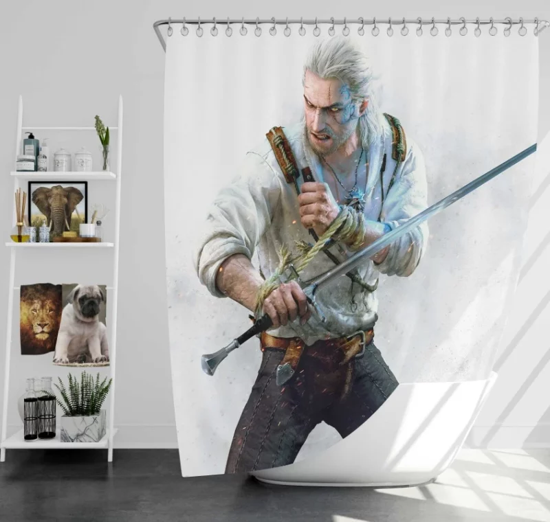 Geralt Of Rivia The Witcher 3 Wild Hunt Themed Bath Shower Curtain