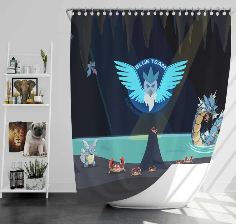 Go Pokémon Game Bath Shower Curtain