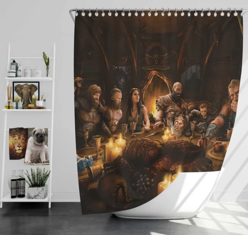 God Of War Kratos Atreus Awesome Bath Shower Curtain