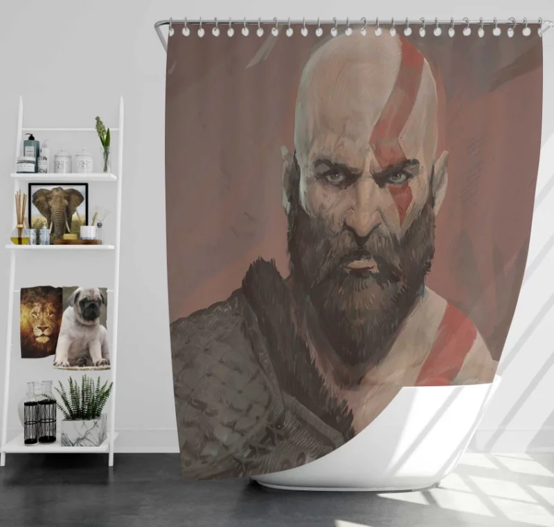 God Of War Kratos Atreus Bath Shower Curtain