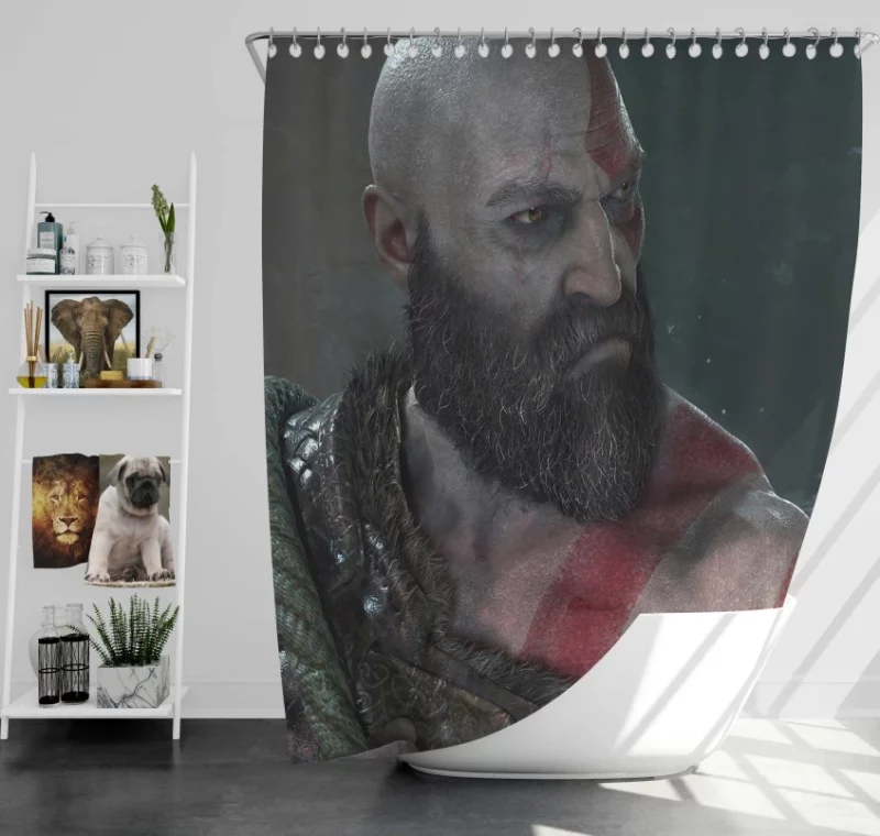 God Of War Kratos Sea Monster Bath Shower Curtain