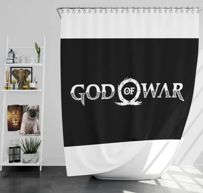 God Of War Kratos Wolf Sea Monster Atreus Axe Bald Archer Bath Shower Curtain