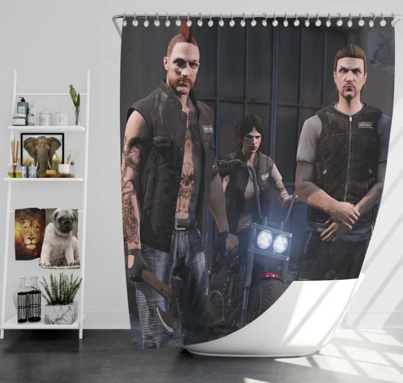 Grand Theft Auto V Auto Biker Bath Shower Curtain