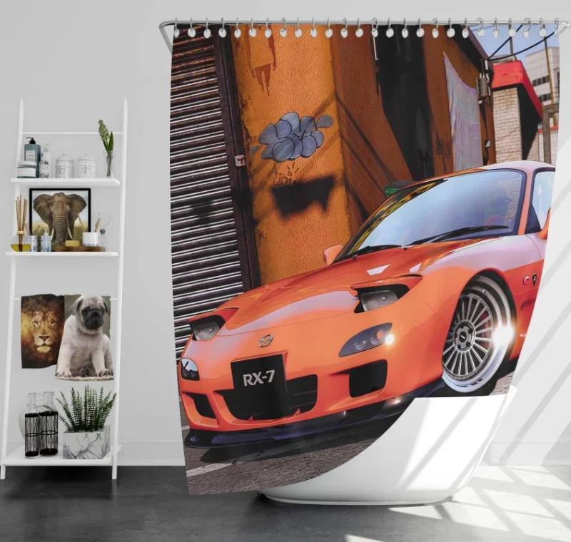 Grand Theft Auto V Car Mazda Rx 7 Bath Shower Curtain