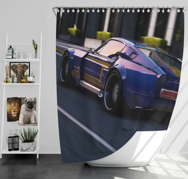 Grand Theft Auto V Ford Mustang Car Bath Shower Curtain