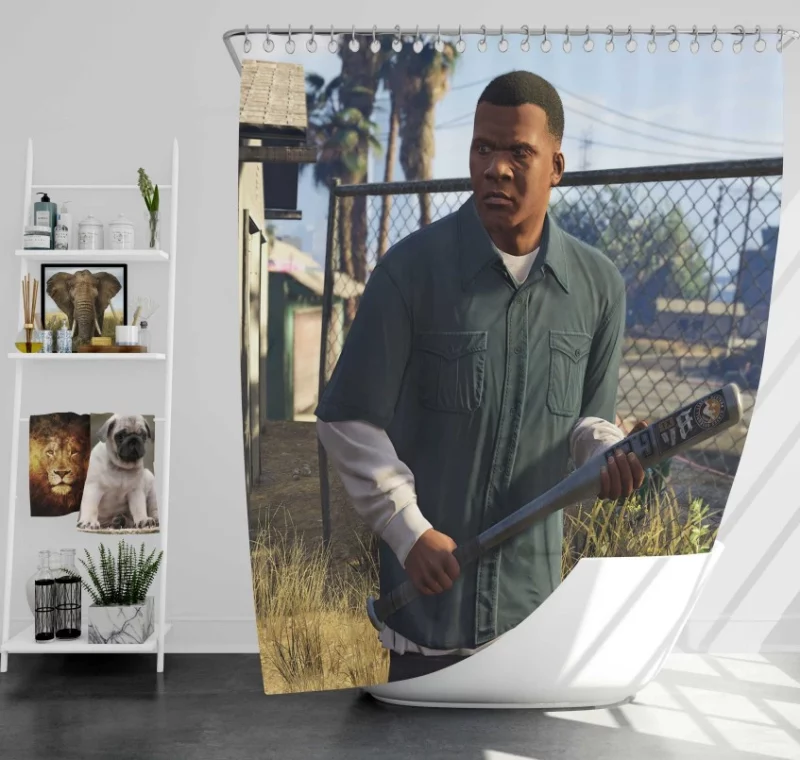 Grand Theft Auto V Franklin Clinton Quality Bath Shower Curtain