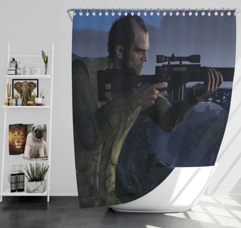 Grand Theft Auto V Trevor Philips Rifle Bath Shower Curtain