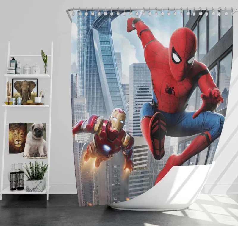 Homecoming Spider man Iron Man Bath Shower Curtain