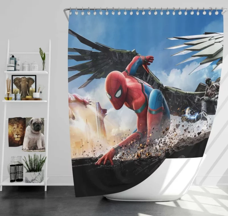 Homecoming Spider man Iron Man Tom Holland Vulture Bath Shower Curtain