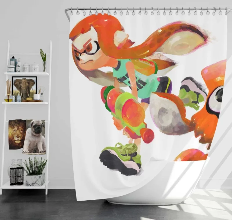 Inkling Male Splatoon Bath Shower Curtain