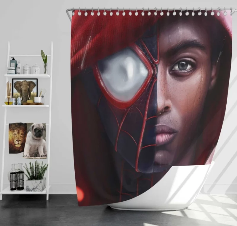 Into The Spider verse Miles Morales Bath Shower Curtain