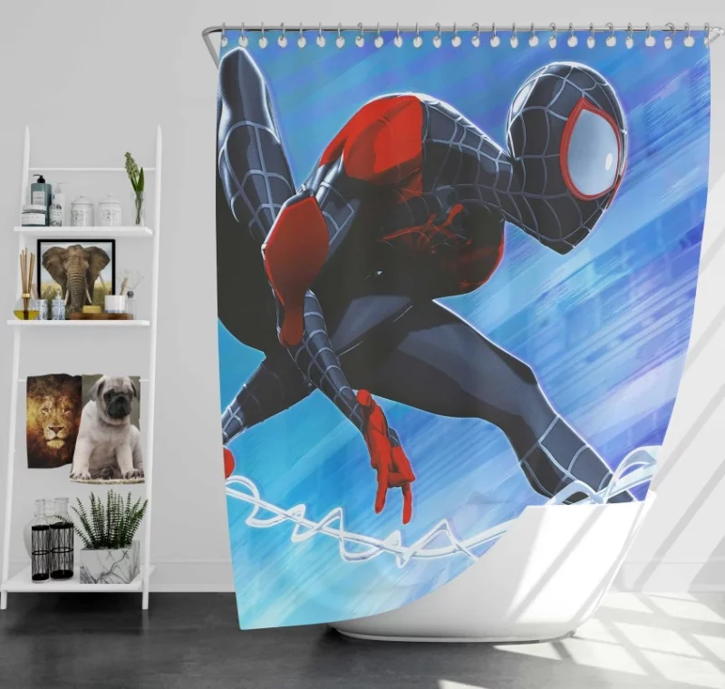 Into The Spider verse Spider man Miles Morales Bath Shower Curtain