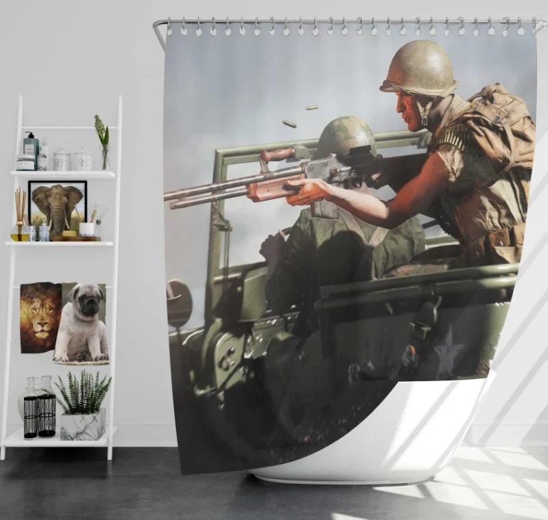 Iwo Jima Battlefield V Bath Shower Curtain