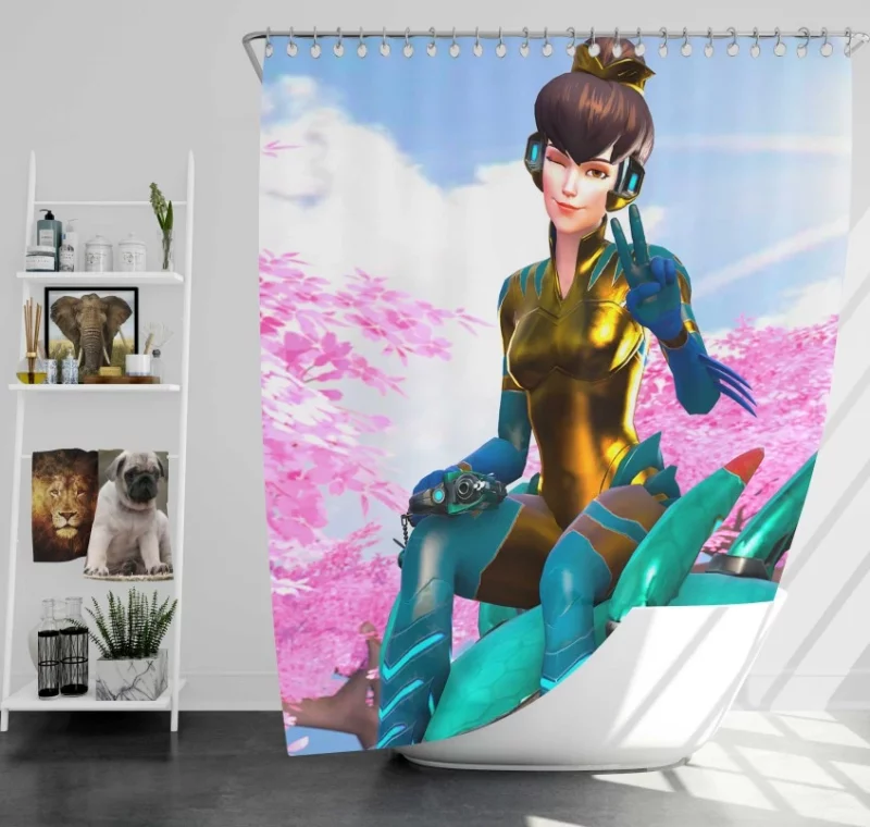 Junebug D.va Overwatch Bath Shower Curtain