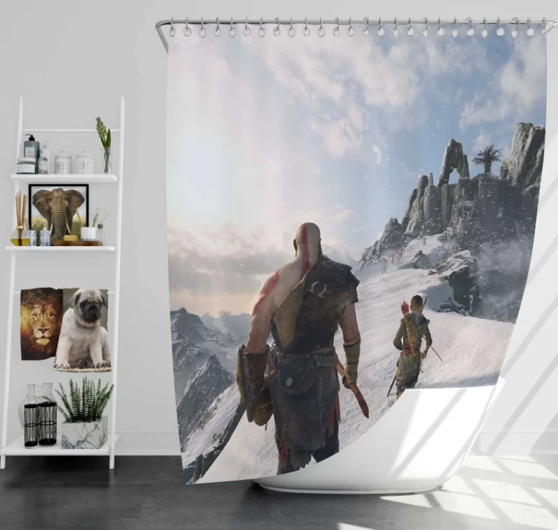 Kratos And Mimir God Of War Bath Shower Curtain