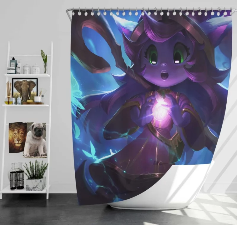 League Of Legends Akali Woman Girl Cap Purple Hair K/da Bath Shower Curtain