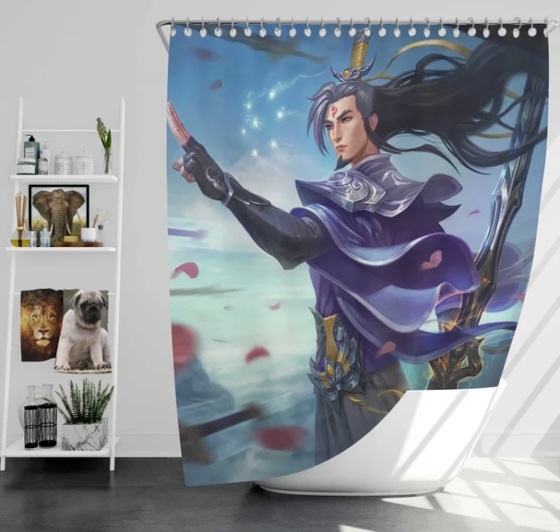 League Of Legends Akali Woman Vest Cap Yellow Eyes Bath Shower Curtain