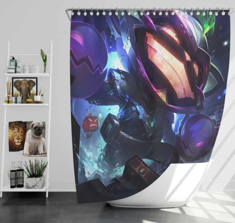 League Of Legends Katarina Woman Warrior White Hair Bath Shower Curtain