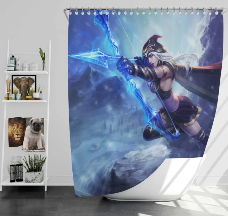 League Of Legends Sona Girl Long Hair Blue Hair Twintails Blue Eyes Bath Shower Curtain