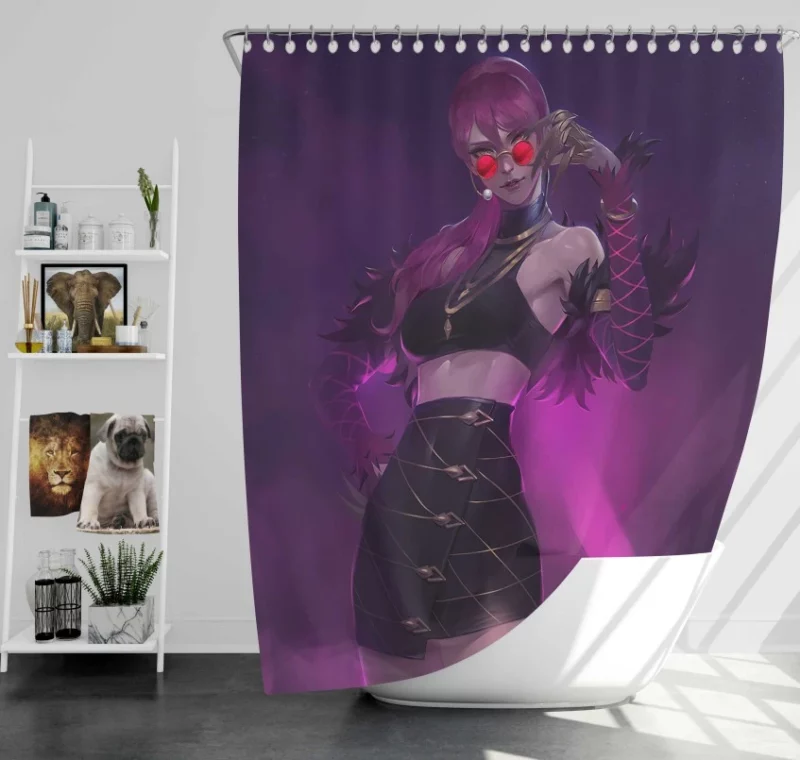 League Of Legends Splash Battle Academy Katarina Katarina Woman Warrior Pink Hair Ezreal Bath Shower Curtain