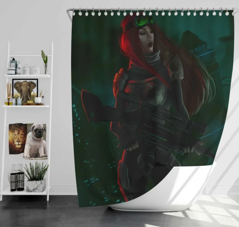 League Of Legends Vi Soldier Lantern Bath Shower Curtain