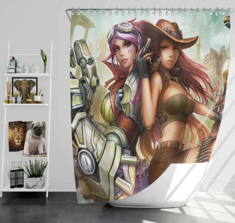 Leona Del Ray League Of Legends Armor Shield Sword Girl Bath Shower Curtain