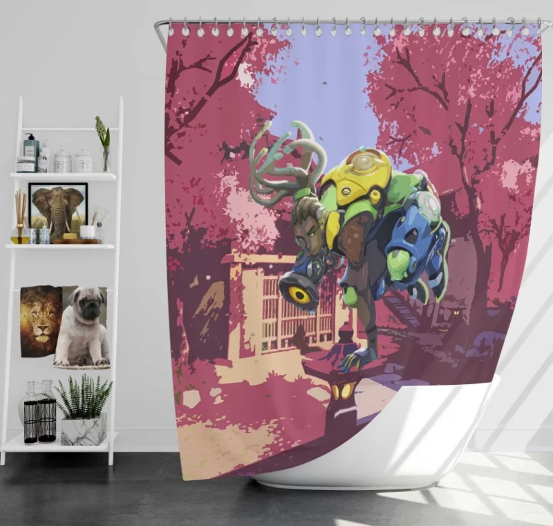 Lucio On Hanamura Overwatch Video Game Bath Shower Curtain