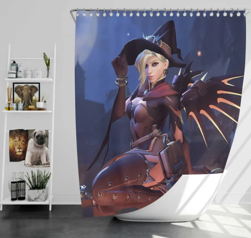 Mercy Witch Overwatch Halloween Mercy Bath Shower Curtain