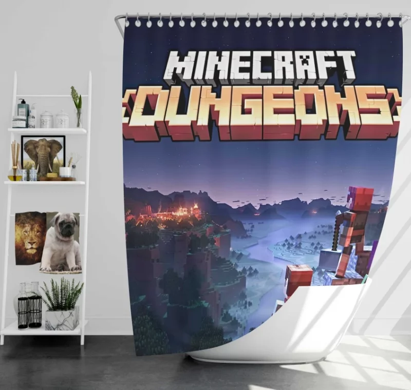 Minecraft Dungeons Bath Shower Curtain