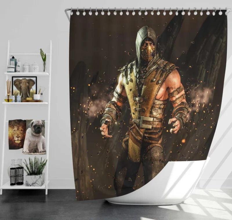 Mortal Kombat Sword Warrior Sub zero Bath Shower Curtain