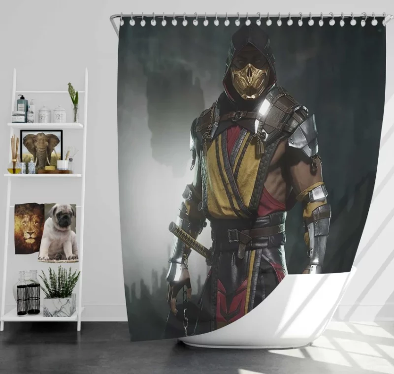 Mortal Kombat X Scorpion Quality Bath Shower Curtain