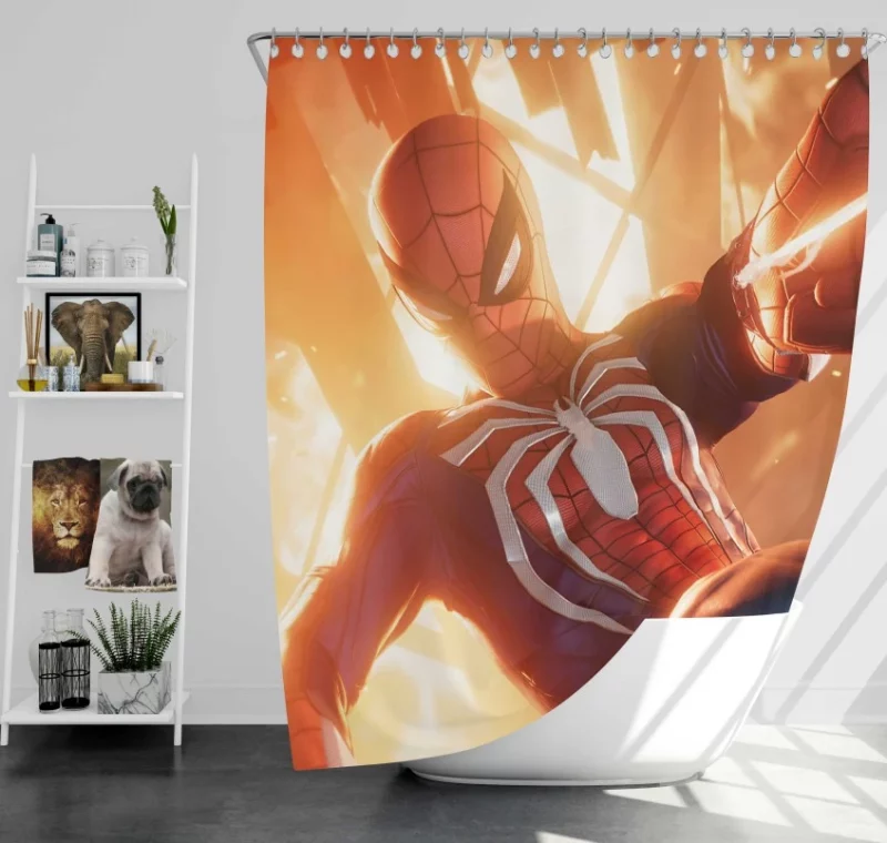 Muscular Spider man Ps4 Themed Bath Shower Curtain