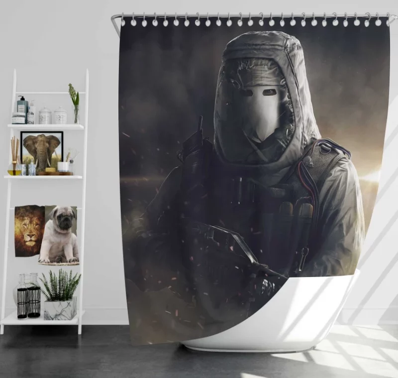 Muscular Tom Clancys Rainbow Six Siege Game Themed Bath Shower Curtain