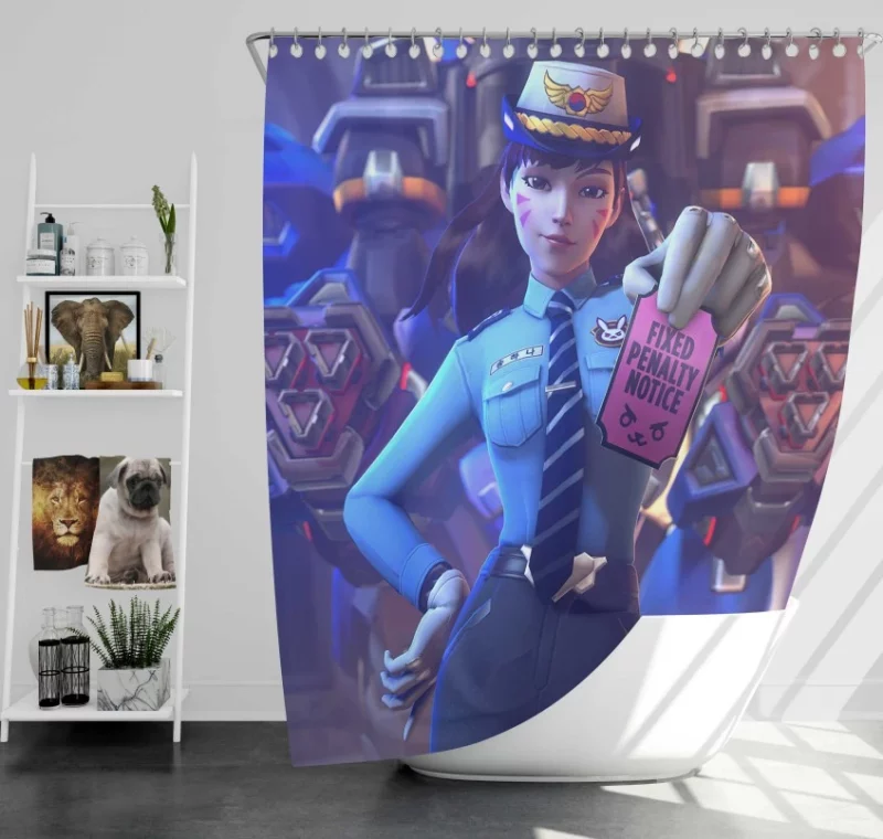 Officer D.va Overwatch Bath Shower Curtain