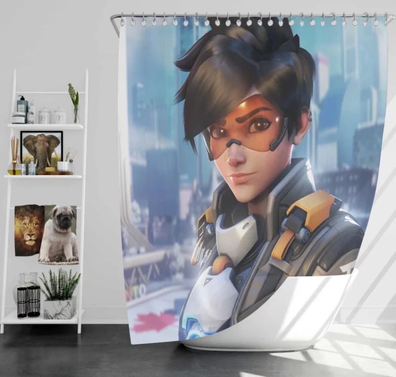 Overwatch 2 Tracer Bath Shower Curtain