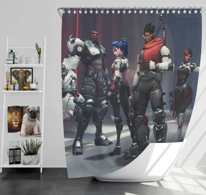 Overwatch Baptiste Widowmaker Doomfist And Sombra Bath Shower Curtain