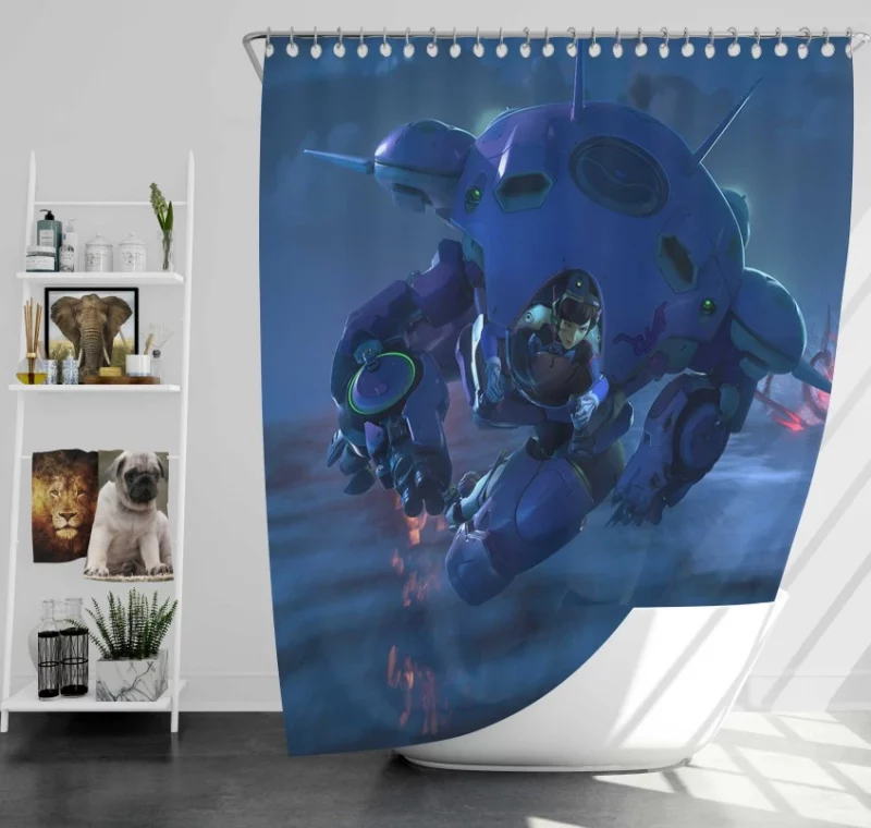 Overwatch Beautiful Character D.va Bath Shower Curtain