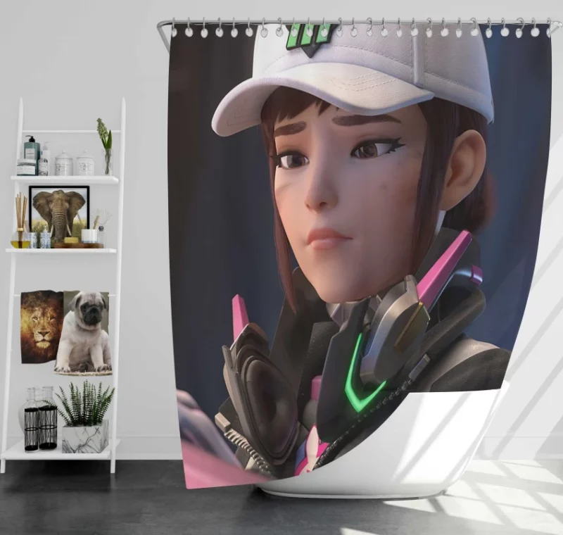 Overwatch Beautiful D.va Bath Shower Curtain