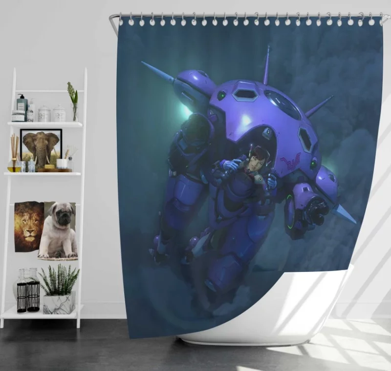 Overwatch Beautiful Girl D.va Bath Shower Curtain