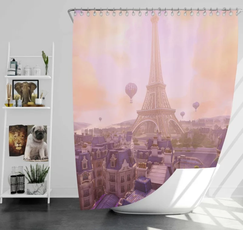 Overwatch Eiffel Tower Bath Shower Curtain