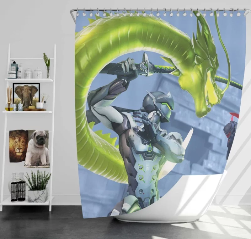 Overwatch Genji Bath Shower Curtain